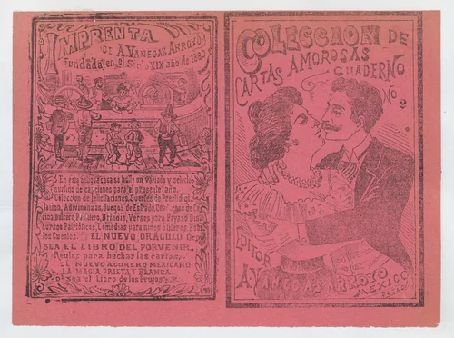 Cover for 'Coleccion de Cartas Amorosas Cuaderno No. 2', a couple embracing by José Guadalupe Posada, print, 1895-1905
