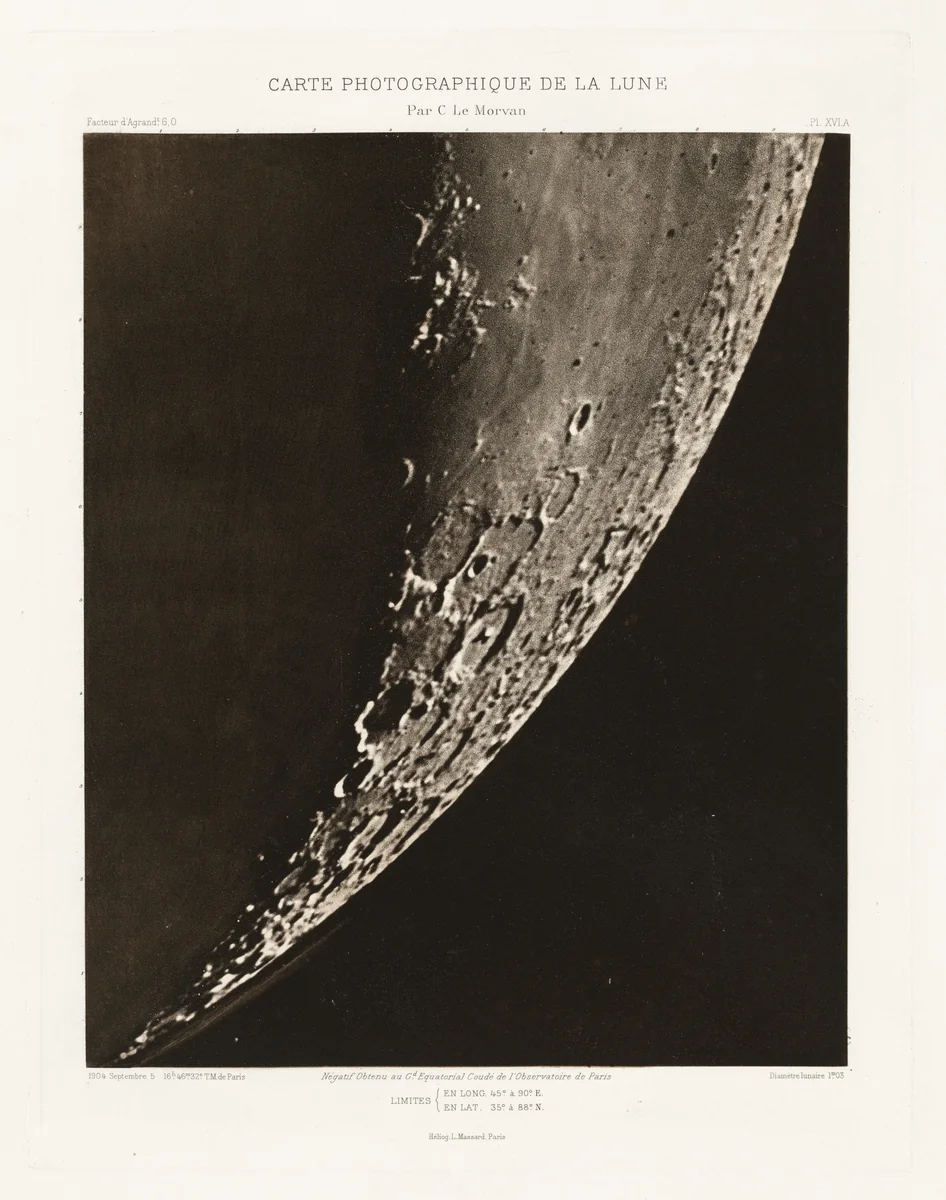 Carte photographique de la lune, planche XVI.A (Photographic Chart of the Moon, plate XVI.A) by Charles Le Morvan, photograph, 1904-1914