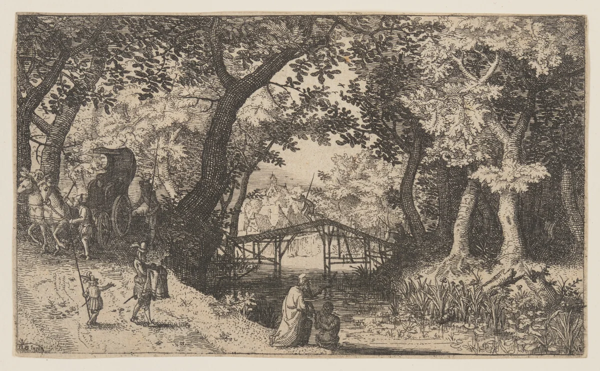 The Baptism of the Eunuch by Claes Jansz Visscher, print, 1600-1610