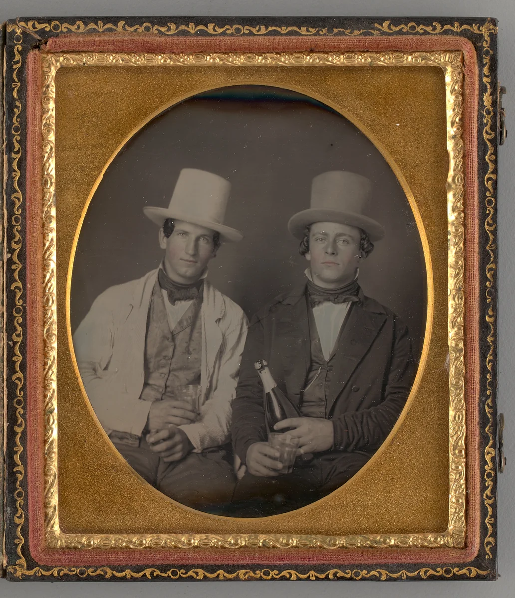 Untitled (Portrait of Two Men with Top Hats) by Unknown maker, other, 1855