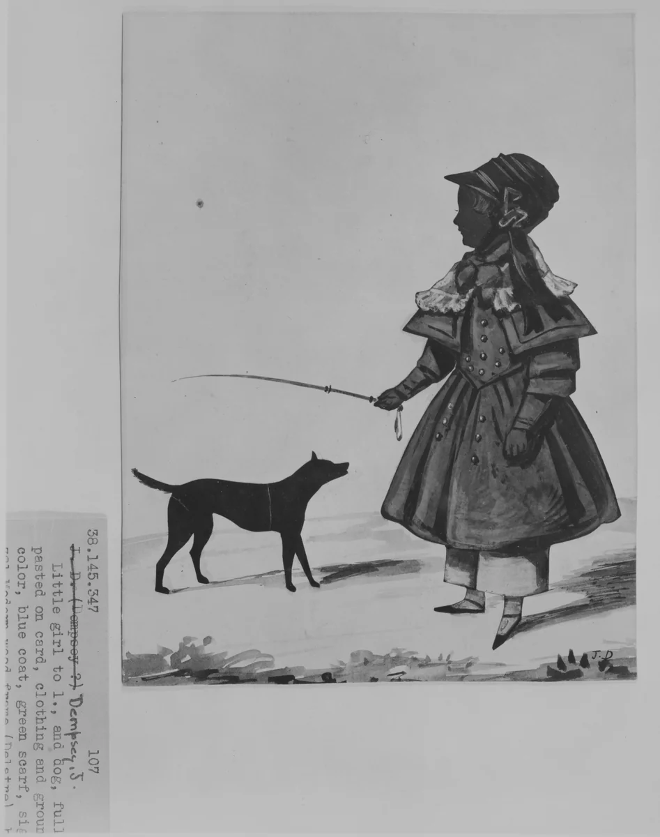 Silhouette of a little girl and dog by John Dempsey, other, 1832-1844