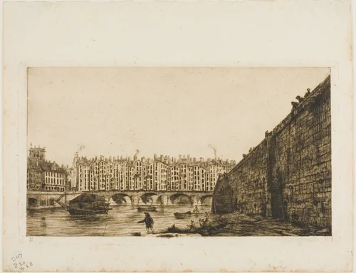 Pont-au-Change, Paris, about 1784 by Charles Meryon, print, 1855