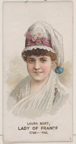Laura Burt as a Lady of France of 1794-1800, from the set Actors and Actresses, Second Series (N71) for Duke brand cigarettes by W. Duke, Sons & Co., print, 1888-1890