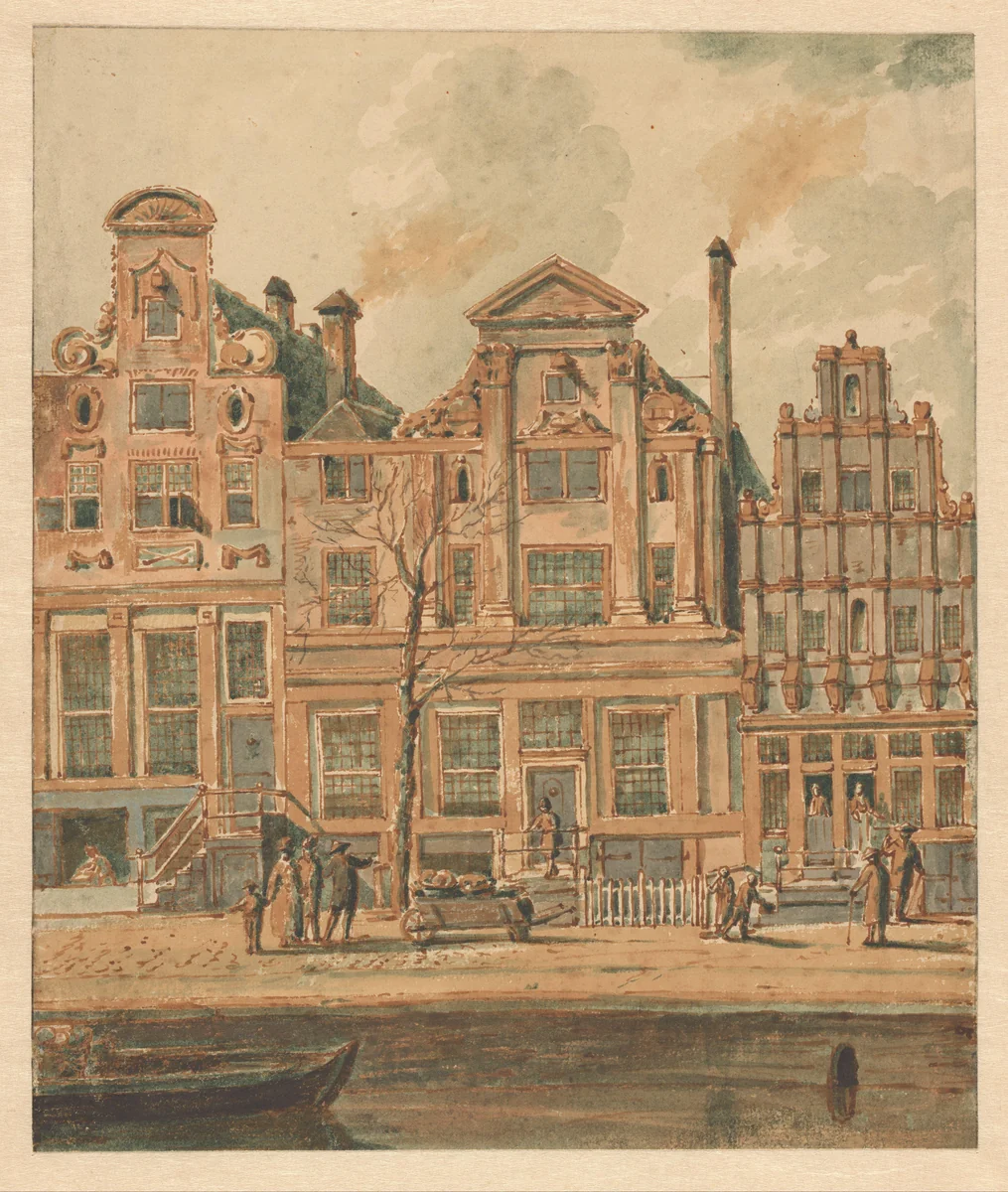 Huizen op de Keizersgracht, gesloopt in 1787 voor de bouw van Felix Meritis by Unknown, drawing