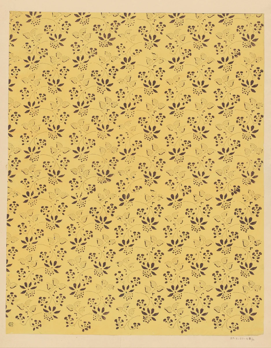 Blad met slingerende ranken bestaande uit punten met bloemen by anonymous, print, 1800-1900