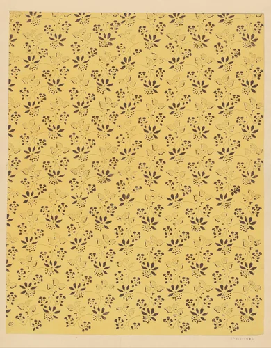 Blad met slingerende ranken bestaande uit punten met bloemen by anonymous, print, 1800-1900