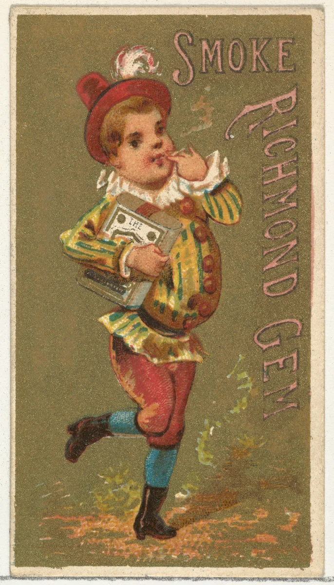 From the Girls and Children series (N65) promoting Richmond Gem Cigarettes for Allen & Ginter brand tobacco products by Allen & Ginter, print, 1884-1891