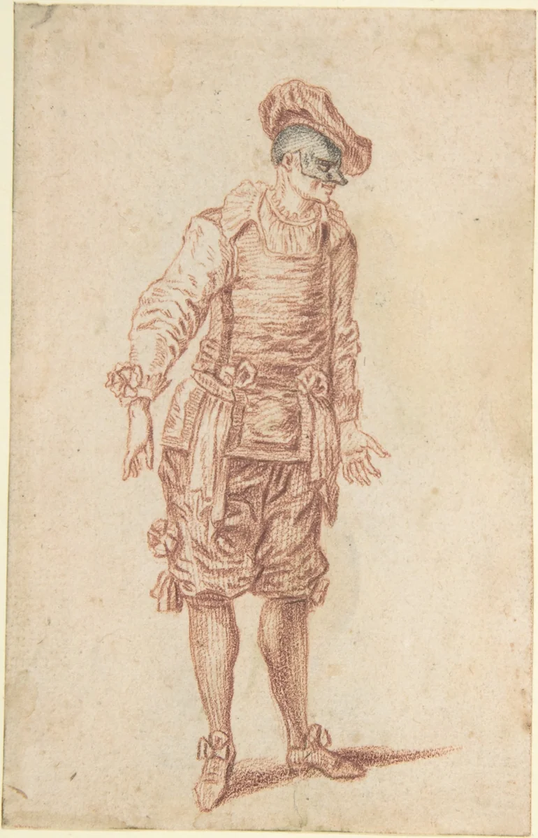 Fabio Costumed as a Doctor by Claude Gillot, drawing, 1685-1975