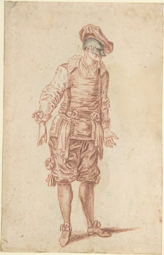 Fabio Costumed as a Doctor by Claude Gillot, drawing, 1685-1975