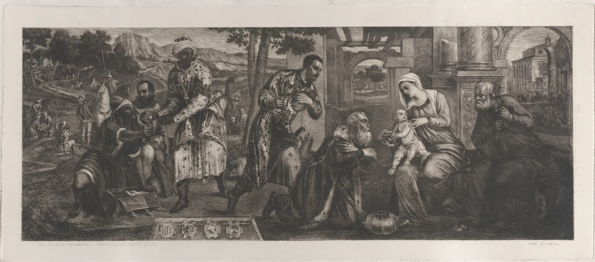 Adoration of the Magi by anonymous, print, 1700-1800