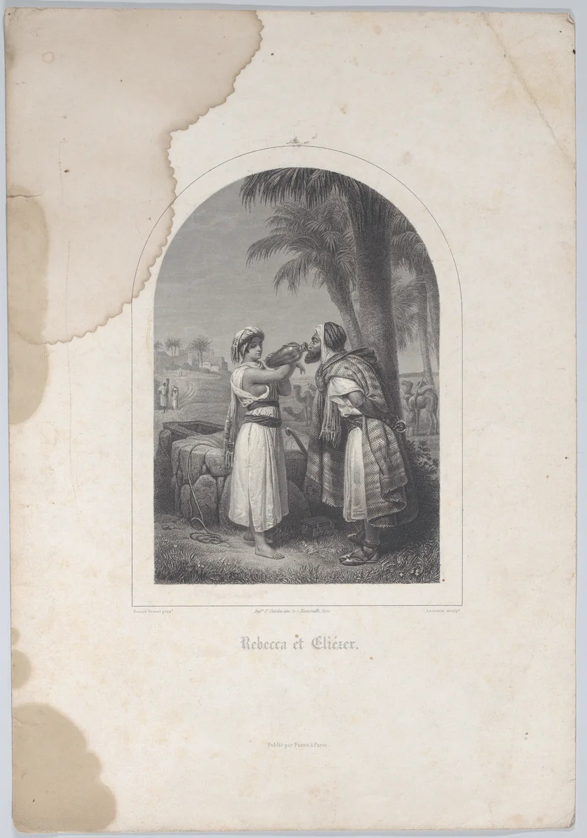 Rebecca and Eliezer by Horace Vernet, print, 1835-1845
