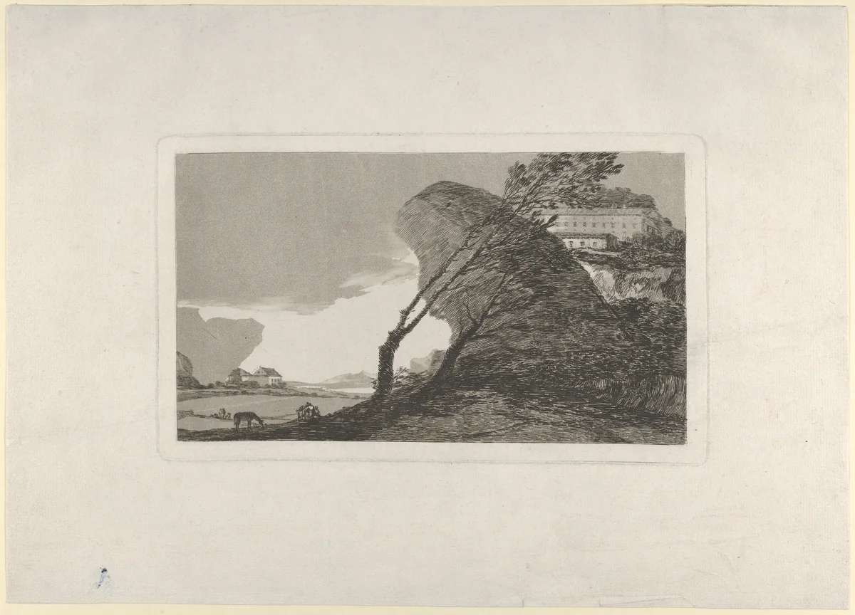Landscape by Goya, print, 1802-1815