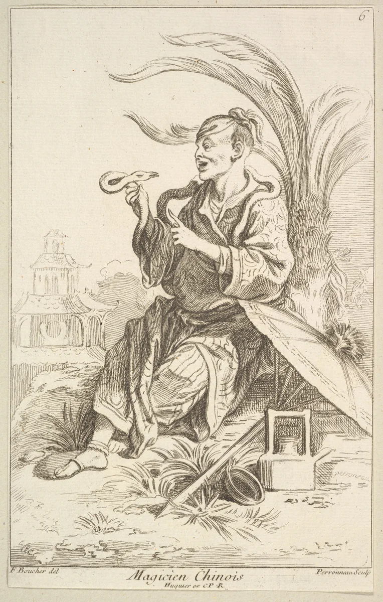 Chinese Magician by Jean-Baptiste Perronneau, print, 1738-1745