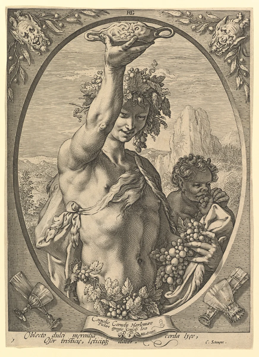 Bacchus by Hendrick Goltzius, print, 1570-1617