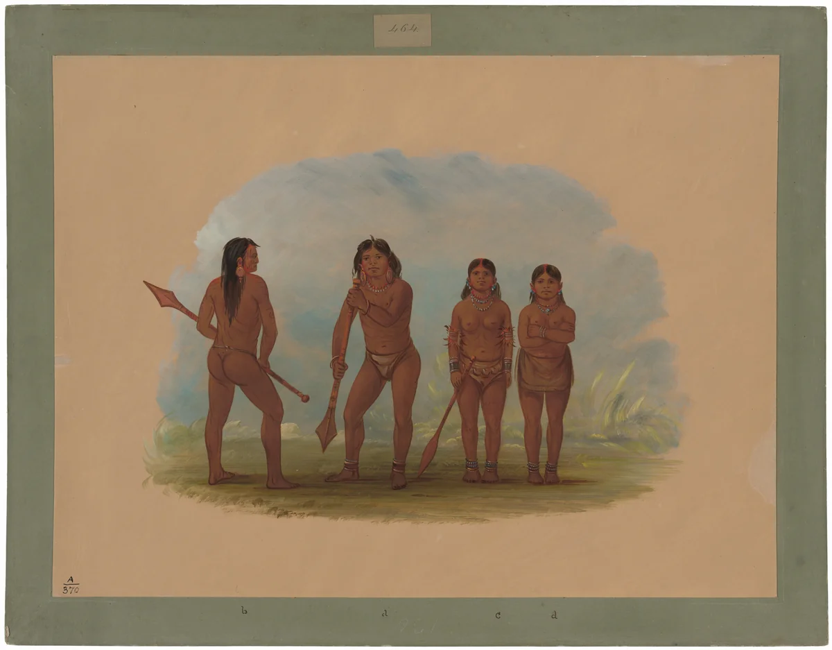 Four Angustura Indians by George Catlin, painting, 1854-1869