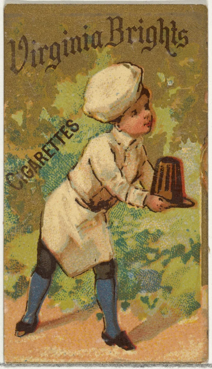 From the Girls and Children series (N64) promoting Virginia Brights Cigarettes for Allen & Ginter brand tobacco products by Allen & Ginter, print, 1886