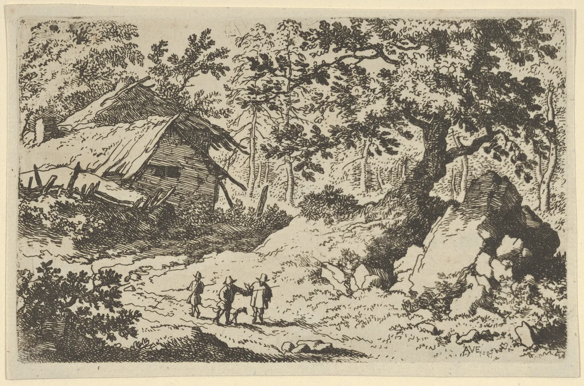 The Ruinous Cottage by Allart van Everdingen, print, 1621-1675