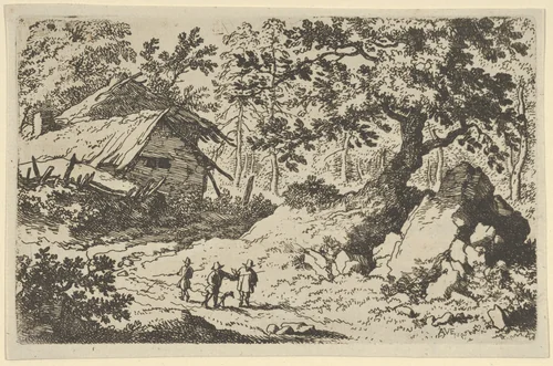 The Ruinous Cottage by Allart van Everdingen, print, 1621-1675