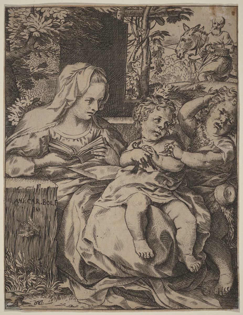 The Madonna of the Swallow by Annibale Carracci, print, 1587