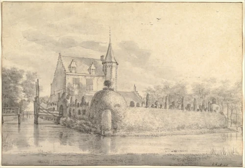 The Castle Meerdevoort, near Dordrecht by Roelant Roghman, drawing, 1647