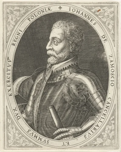 Portret van Jan Zamoyski by Dominicus Custos, print, 1600-1604