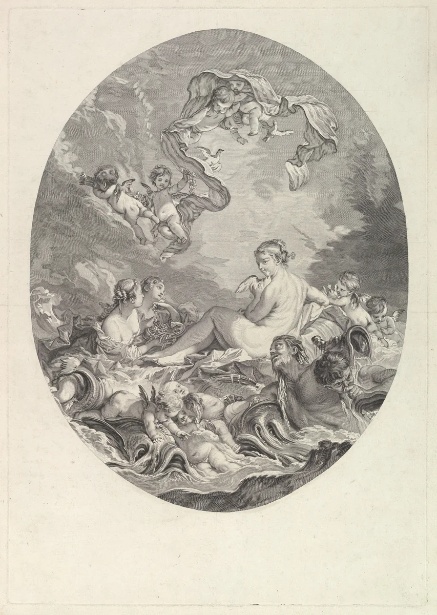 Naissance et Triomphe de Venus (The Birth and Triumph of Venus) by Jean Daullé, print, 1718-1763