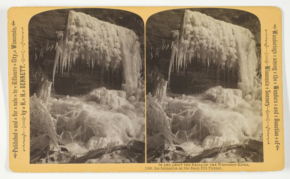 Ice formation at the Deep Fill Tunnel, No. 1100 from the series "In and About the Dells of the Wisconsin River" by Henry Hamilton Bennett, photograph, 1870-1908