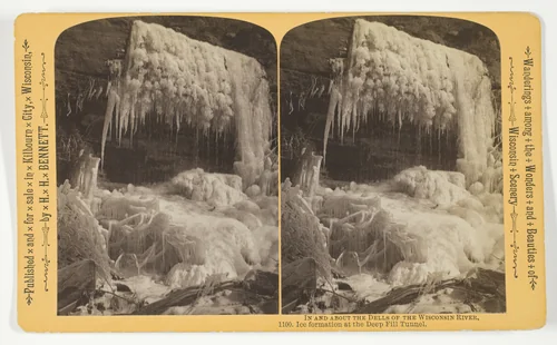 Ice formation at the Deep Fill Tunnel, No. 1100 from the series "In and About the Dells of the Wisconsin River" by Henry Hamilton Bennett, photograph, 1870-1908