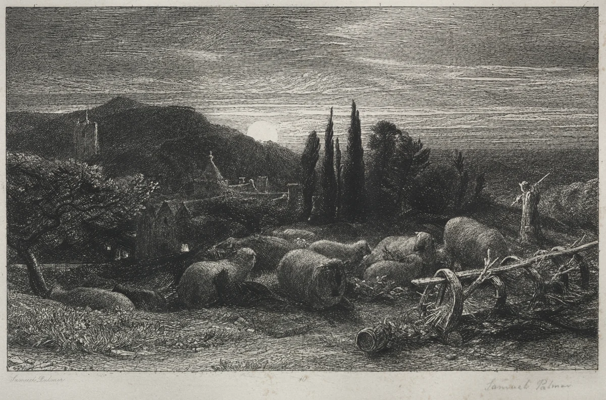 The Rising Moon by Samuel Palmer, print, 1852-1862