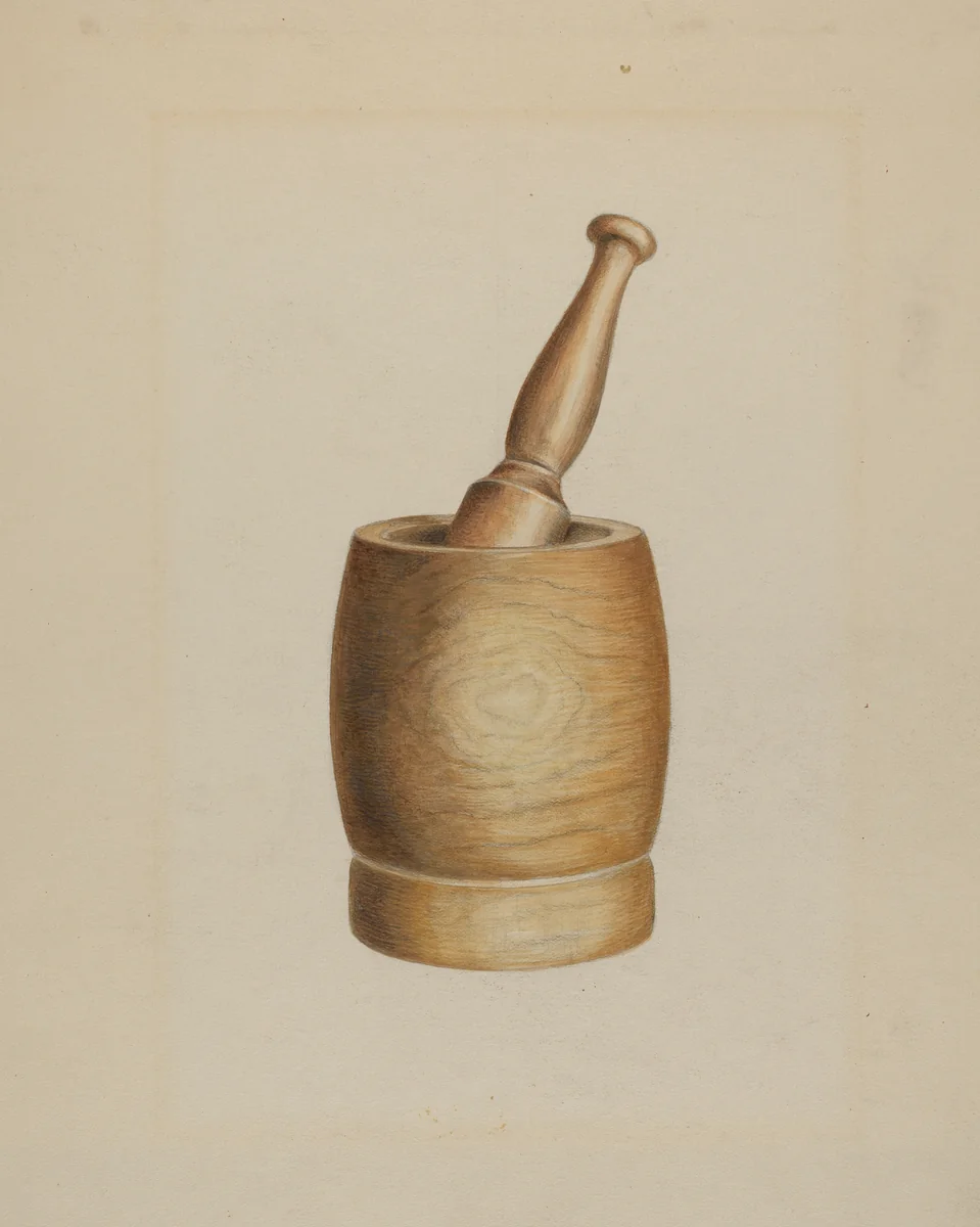 Mortar and Pestle by Theodore Pfitzer, index of american design, 1936
