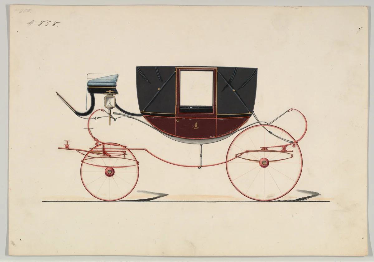 Landau #858 by Brewster & Co., drawing, 1850-1870