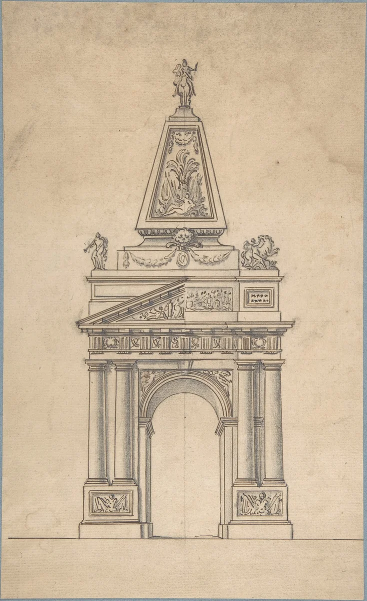 Design for a Triumphal Arch by anonymous, drawing, 1780-1830