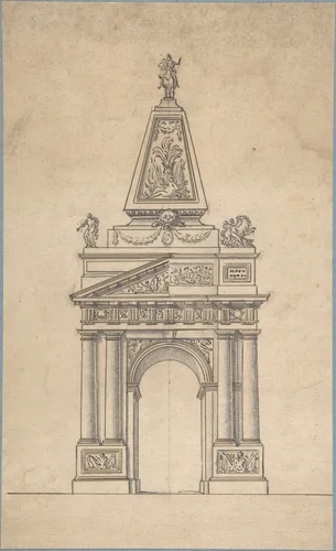 Design for a Triumphal Arch by anonymous, drawing, 1780-1830