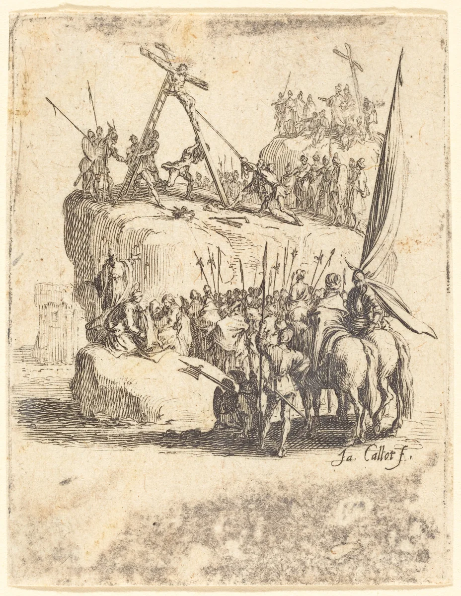 Raising of the Cross by Jacques Callot, print, 1624-1625