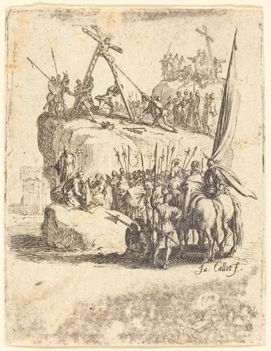 Raising of the Cross by Jacques Callot, print, 1624-1625