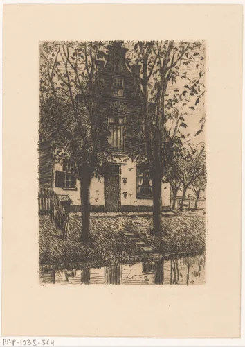 Boerenhuis aan het water by Eduard Karsen, print, 1870-1935