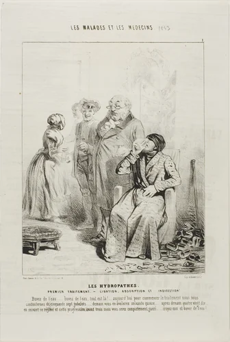 The Hydropaths: First Treatment (plate 1) by Charles-Émile Jacque, print, 1843