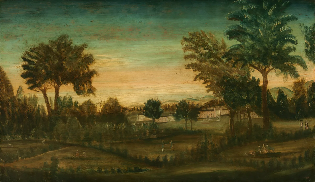 Landscape with Buildings by American 18th Century, painting, 1775-1799