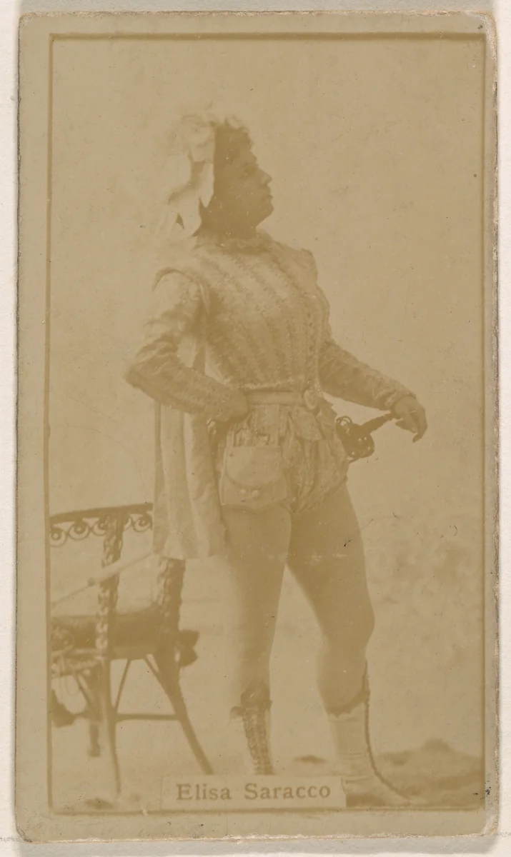 Mlle. Elisa Saracco, from the Actresses series (N245) issued by Kinney Brothers to promote Sweet Caporal Cigarettes by Kinney Brothers Tobacco Company, photograph, 1890