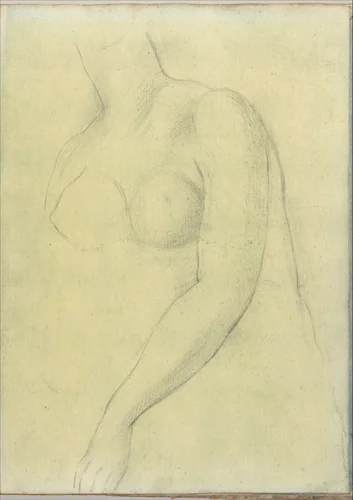 Sketch of a female nude resembling the Medici Venus (Smaller Italian sketchbook, leaf 19 recto) by Joseph Wright, drawing, 1774-1775