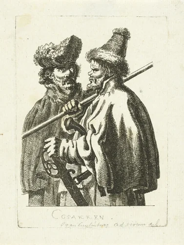 Twee kozakken by Johannes van Cuylenburgh, print, 1803-1841