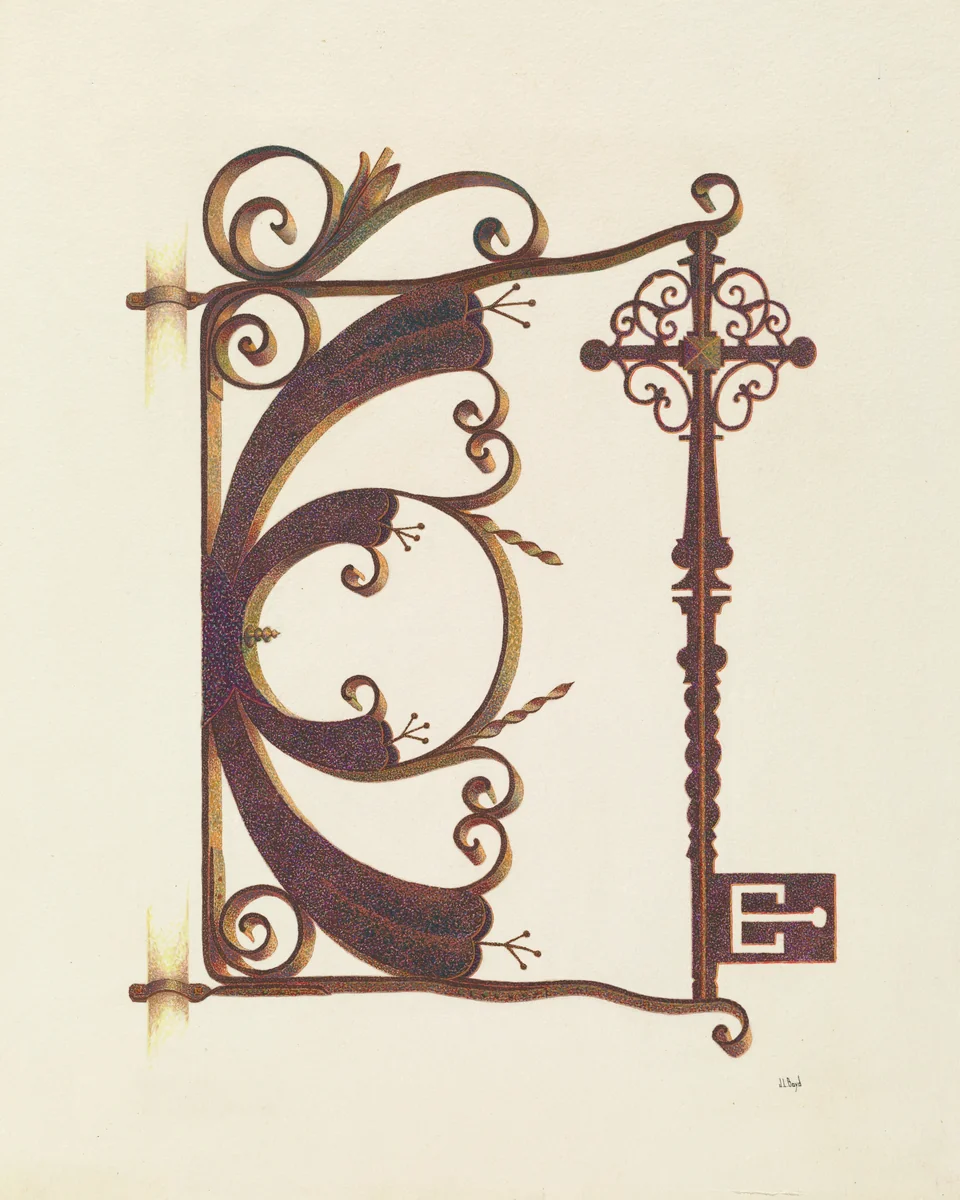 Locksmith's Sign by Joseph L. Boyd, index of american design, 1935-1942