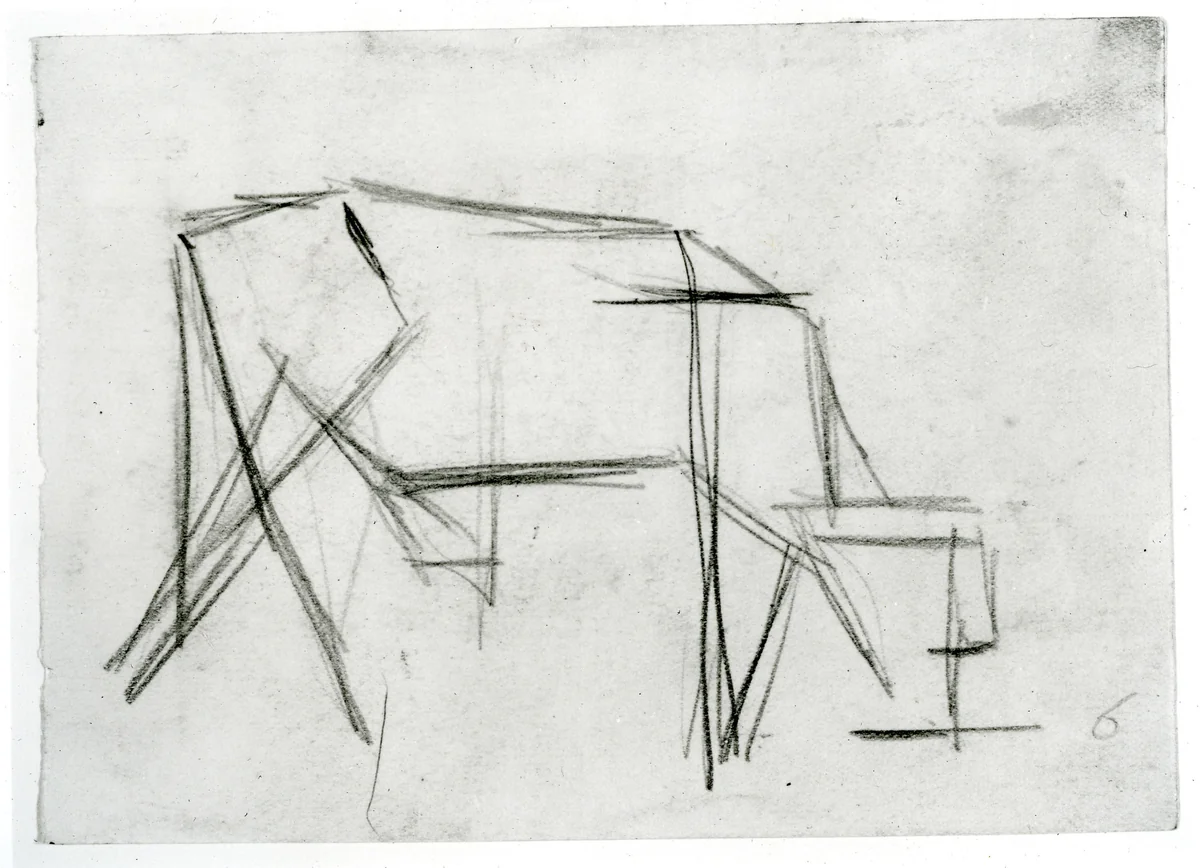 Study for Composition VIII (The Cow) by Theo van Doesburg, drawing, 1917