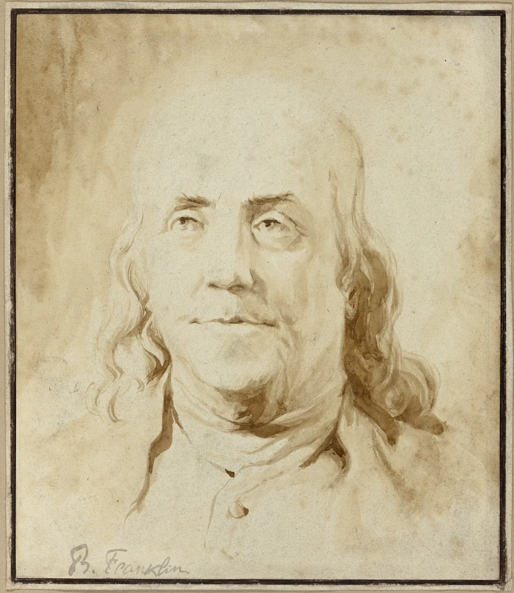 Benjamin Franklin by Jean Honoré Fragonard, drawing, 1773-1783