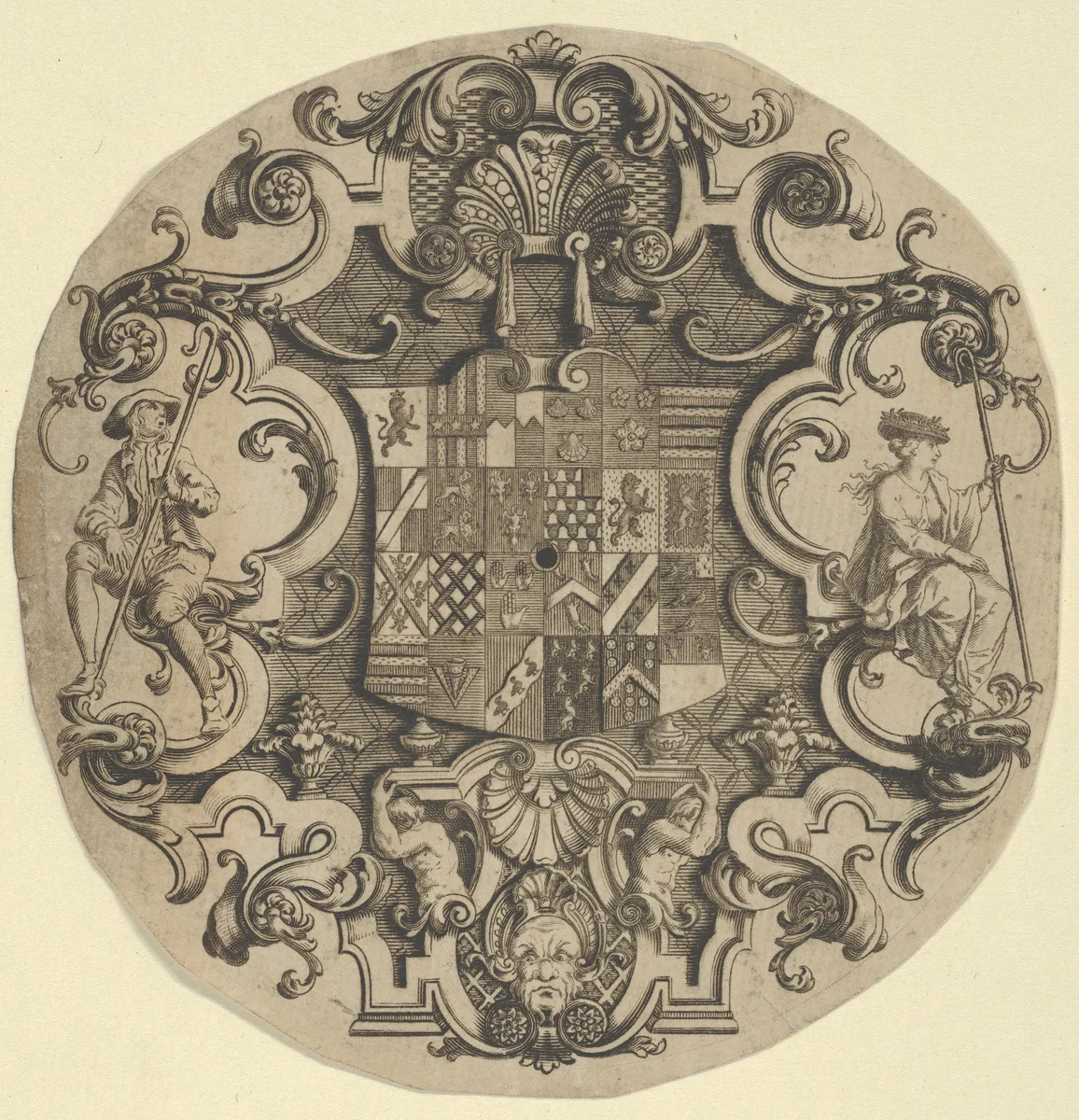 Design for an Ornamental Crest for Silver Plate by William Hogarth, print, 1700-1750