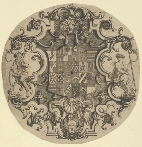 Design for an Ornamental Crest for Silver Plate by William Hogarth, print, 1700-1750