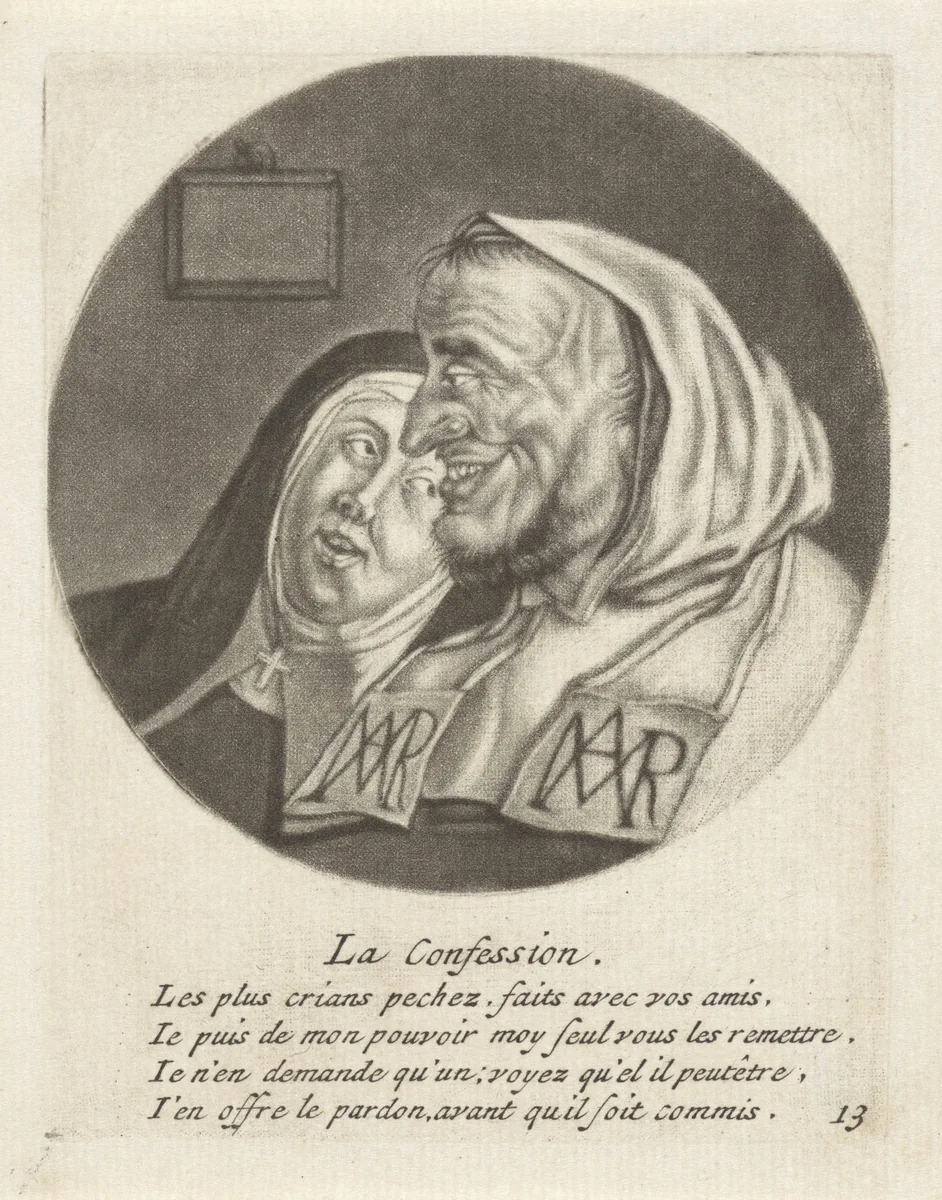De biecht by Jacob Gole, print, 1670-1724