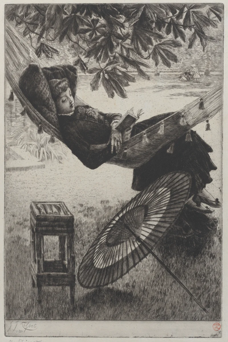 The Hammock by James Tissot, print, 1880