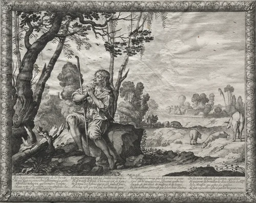 The Prodigal Son: The Prodigal Tending the Pigs by Abraham Bosse, print, 1635