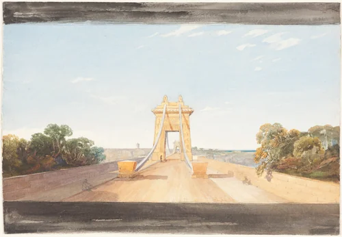 Clifton Suspension Bridge near Bristol by James Bulwer, drawing, 1827-1837